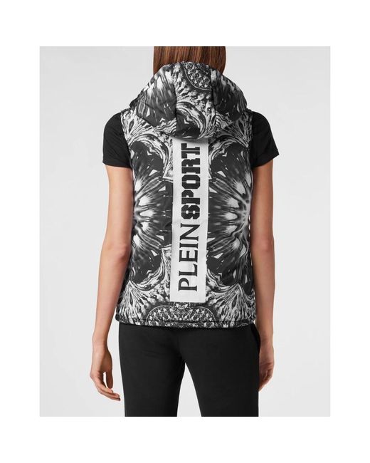 Philipp Plein Fitness ,Zwart ,Polyester Short Vest Optical Flower in het Black