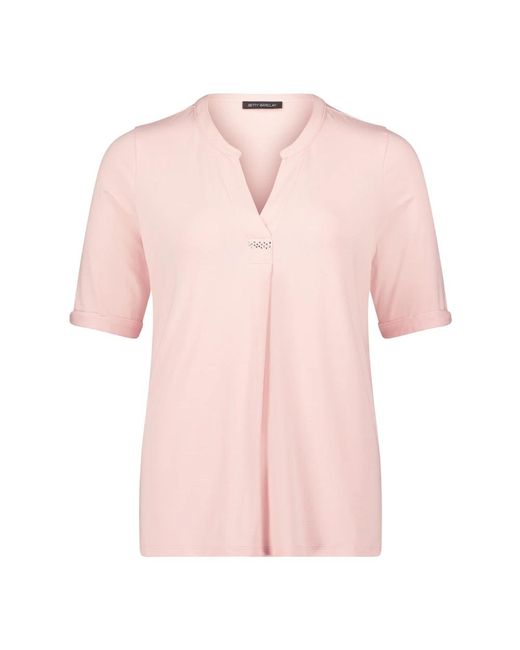 Betty Barclay Pink Feminines blusenshirt mit kragen,feminines v-ausschnitt blusenshirt