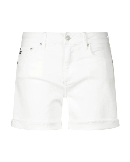 Shorts in denim casual con orlo aperto di AG Jeans in White
