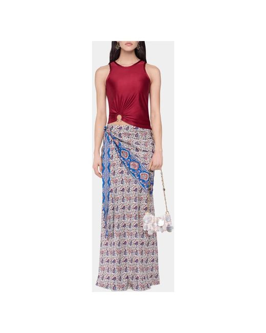 Rabanne Rokken ,Veelkleurig ,Satijn Paisley Bandana Satijnen Lange Rok in het Blue