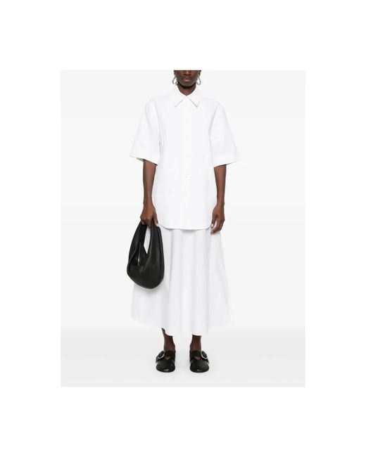 Jil Sander Overhemden ,Wit ,Geplooide Wijde Blouse in het White