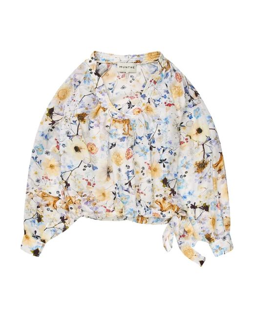 Munthe Overhemden ,Veelkleurig ,Leer Elegante Blouse Van Zijdemix Met Bloemenprint in het White