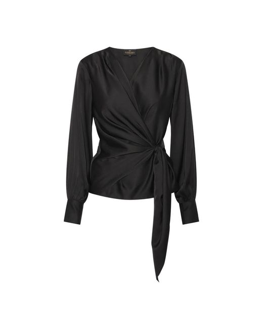 Karmamia Black Schwarze Drapierte Bluse Ines Stil
