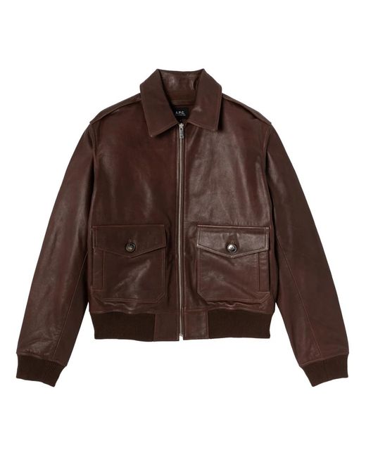 A.P.C. Brown Leather Jackets for men