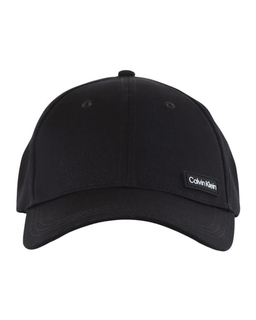 Cappello in cotone con patch di Calvin Klein in Black da Uomo