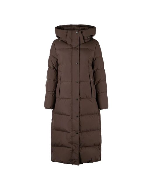 Moorer Brown Lange Daunenjacke Mit Kapuze, Wasserdichter Stoff