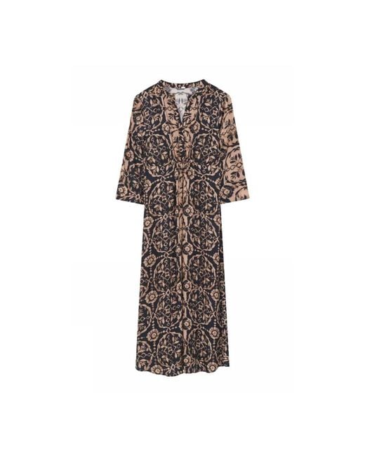 GUSTAV Brown Midnight Langes Kleid Mit V-Ausschnitt