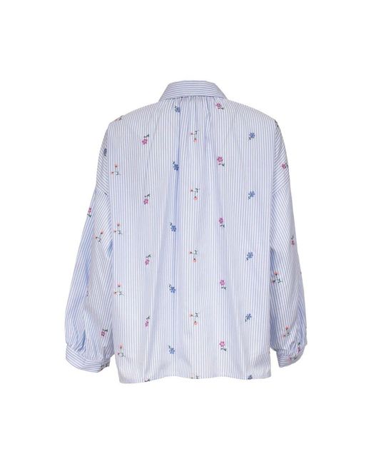 Weekend by Maxmara Blue Bestickte Popelinebluse