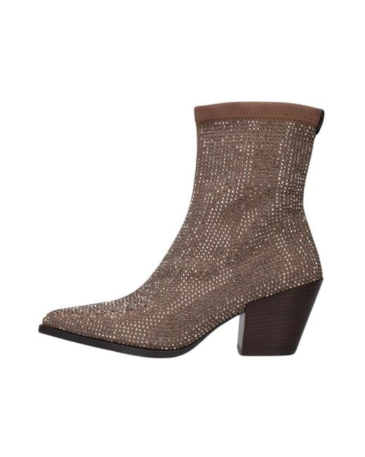 Pedro Miralles Brown Taupe Wildleder Stiefeletten Mit Silbernen Nieten