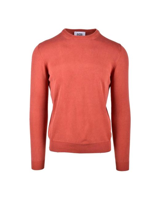 Alpha Studio Round-Neck Knitwear in het Red voor heren