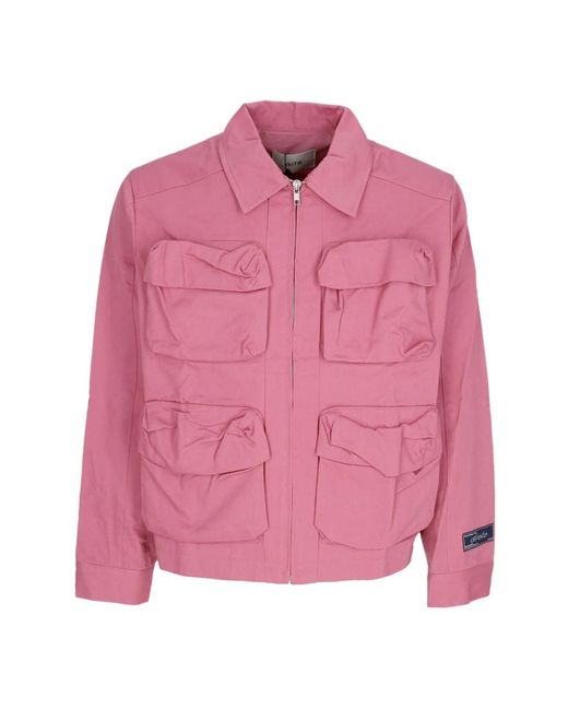 Arte' Jassen ,Roze ,Nylon Roze Nylonjas Met Zakken in het Pink voor heren