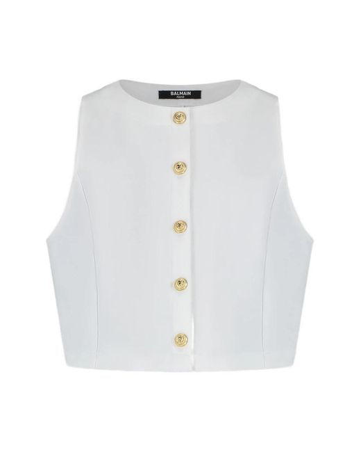 Balmain Tops ,Wit ,Sleeveless Tops in het Blue