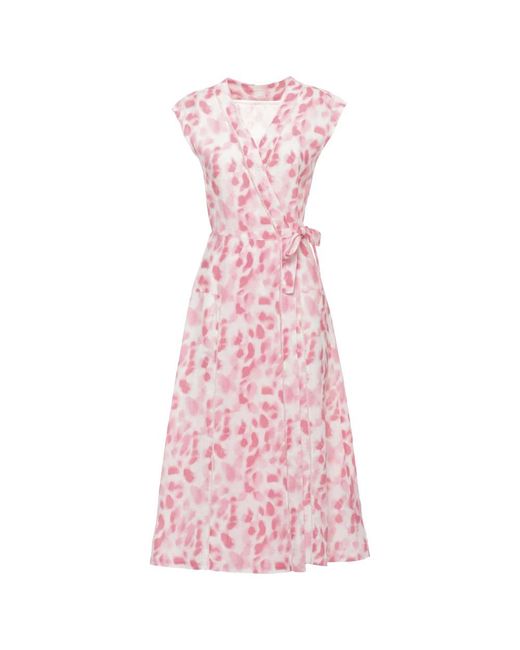 120% Lino Pink Wrap Dresses