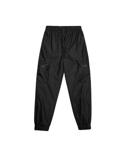 Rains Broeken ,Zwart ,Polyester Waterdichte Cargo Broek Met Elastische Tailleband in het Black voor heren