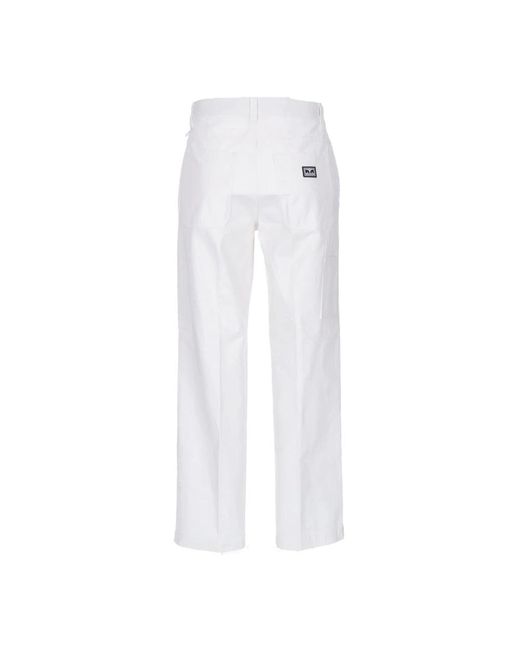 Obey White Straight Trousers for men