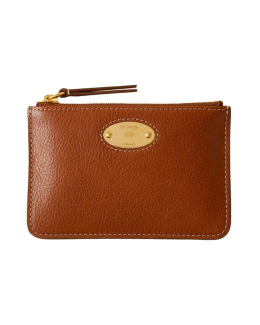 Mulberry Brown Moderne münztasche mit plakettendetails