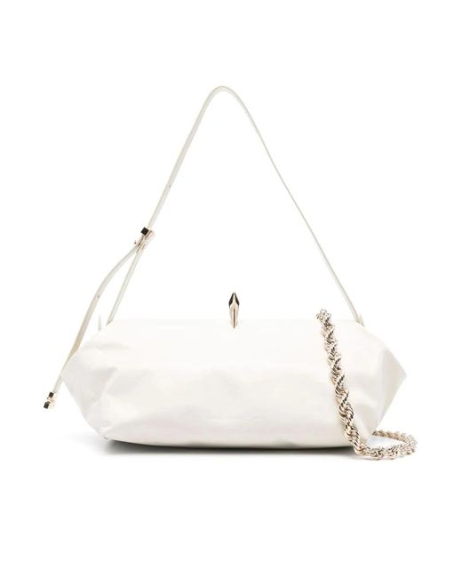 Benedetta Bruzziches White Weiße Leder-Schultertasche Mit Kette