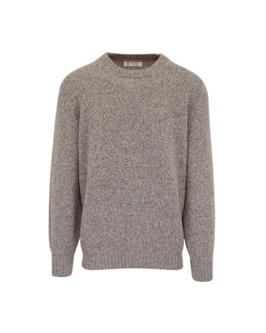 Brunello Cucinelli Gray Round-Neck Knitwear for men