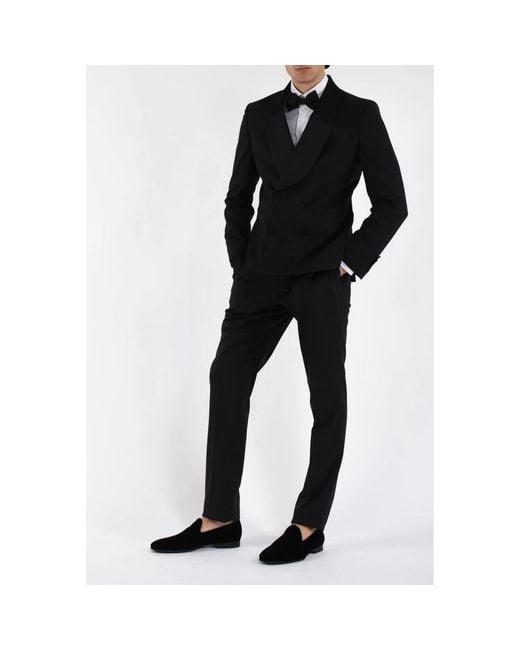 Paoloni Black Single Breasted Suits for men