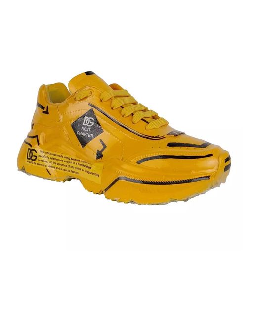 Dolce & Gabbana Yellow Gelber leder high sole sneaker