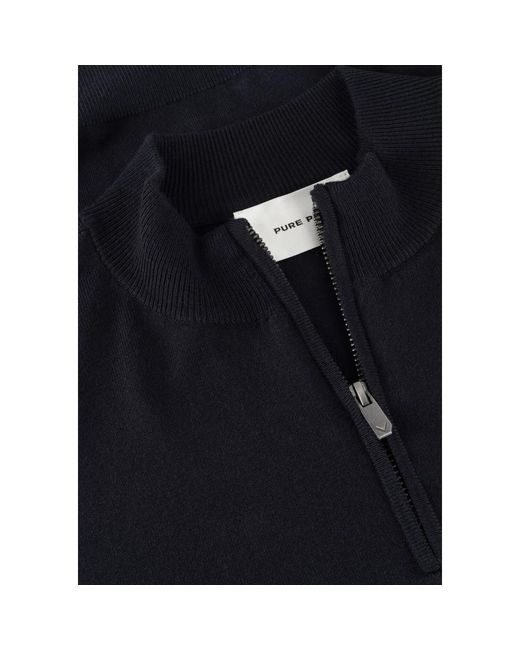 Pure Path Truien & Vesten ,Blauw ,Essential Knit Halfzip Sweater in het Blue voor heren