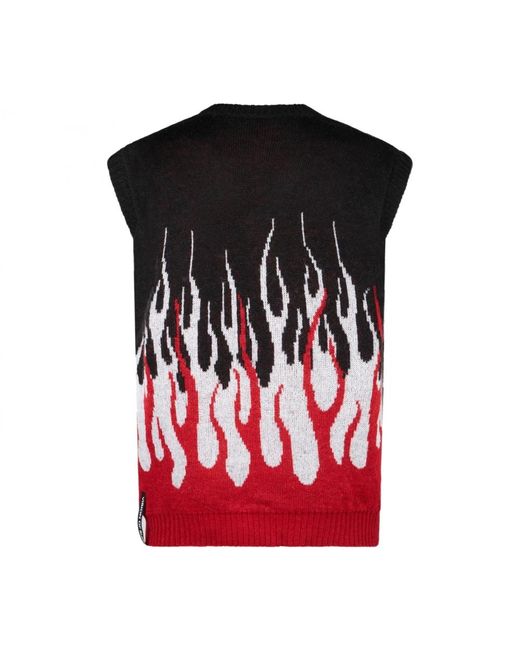 Vision Of Super Red Sleeveless Jumpers for men