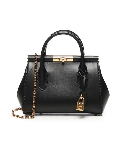 Dolce & Gabbana Black Schwarze Marlene Leder Umhängetasche