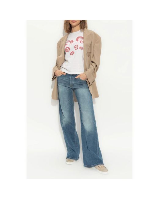 Re/done White T-shirt mit druck