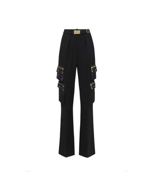 Elisabetta Franchi Black Wide Trousers