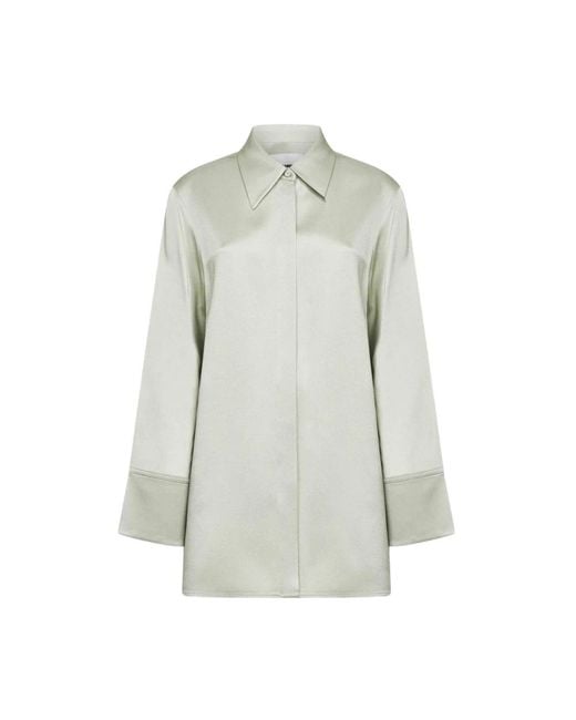 Jil Sander Overhemden ,Groen ,Satijn Oversized Satijnen Overhemd in het Gray