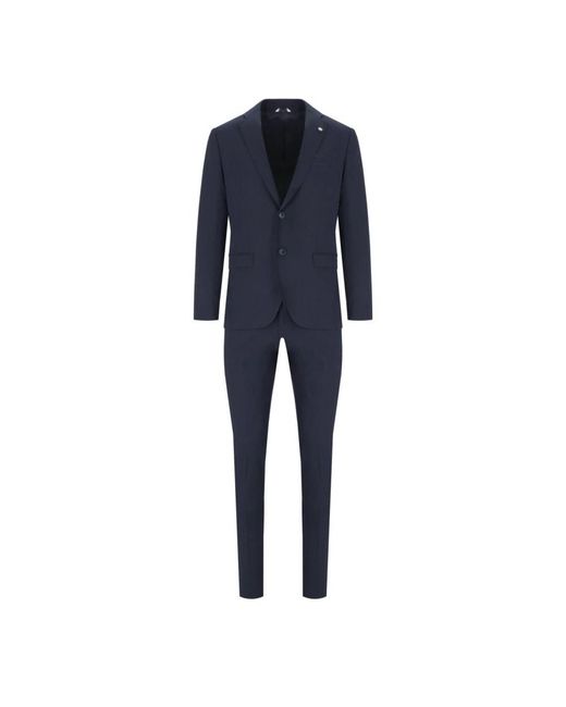 Manuel Ritz Blue Single Breasted Suits for men