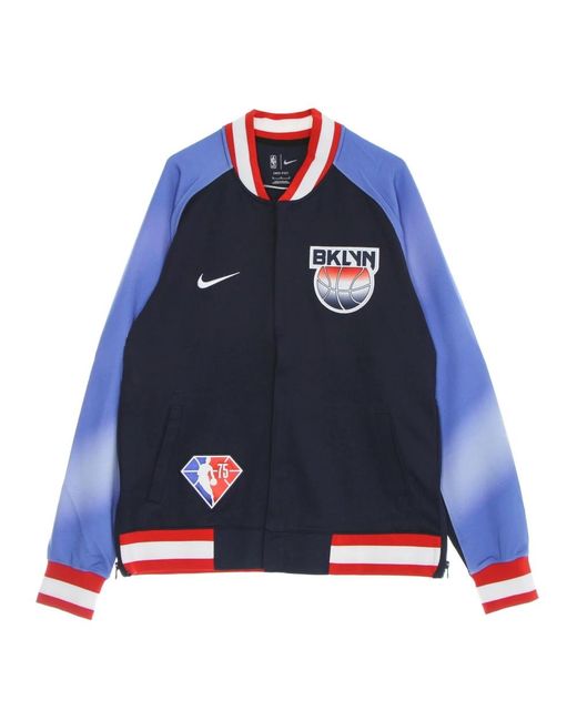 Nike Fitness ,Veelkleurig ,Polyester Brooklyn Nets Lichtgewicht V-Hals Sweatshirt in het Blue voor heren