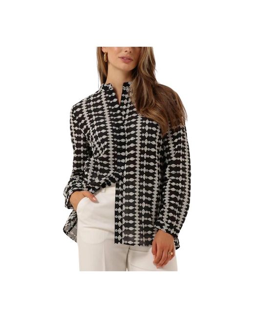 Modström Overhemden ,Zwart ,Zwarte Geborduurde Blouse in het Black