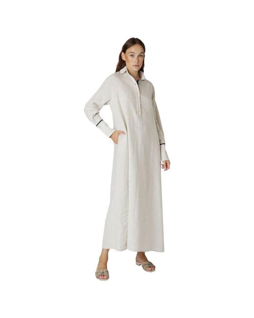 Eleventy Purple Leinen Viskose Kaftan Kleid Lurex