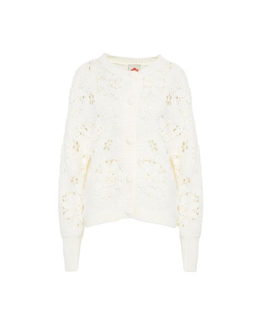 Round-Neck Knitwear Farm Rio de color White