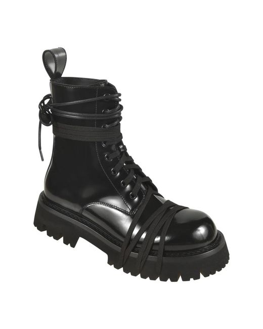 Moschino Black Lace-Up Boots