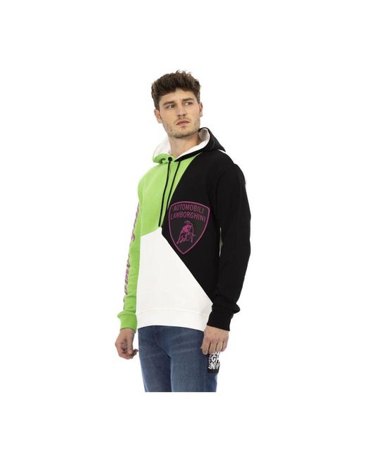 Automobili Lamborghini Logo Baumwoll-Sweatshirt Mit Fester Kapuze in Green für Herren