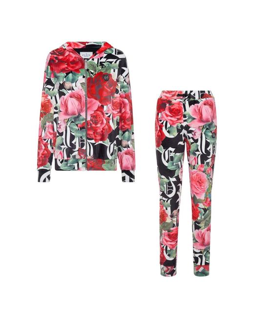 Philipp Plein Jogging Trainingspak: Hoodie & Broek Dark Romance in het Red