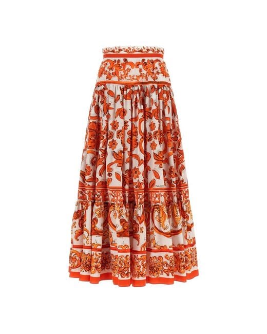 Maxi Skirts Dolce & Gabbana de color Orange