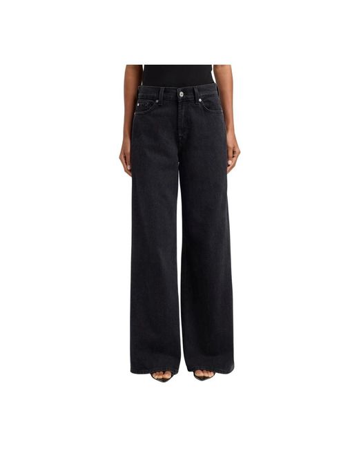 7 For All Mankind Black Wide Jeans