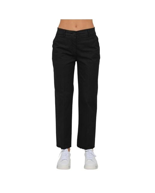 Via Masini 80 Black Straight Trousers