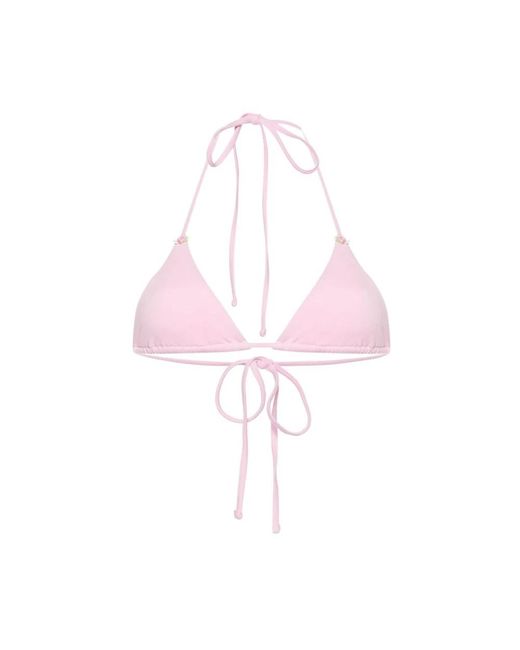 Halterneck costumi da bagno con applicazione floreale di Frankie's Bikinis in Pink