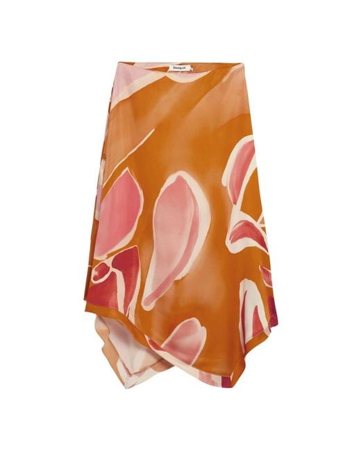 Desigual Fal Vent Midi Rok in het Orange