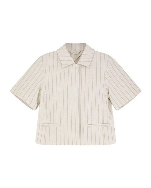 Max Mara Overhemden ,Wit ,Katoen Pinstripe Cotton Shirt in het Natural