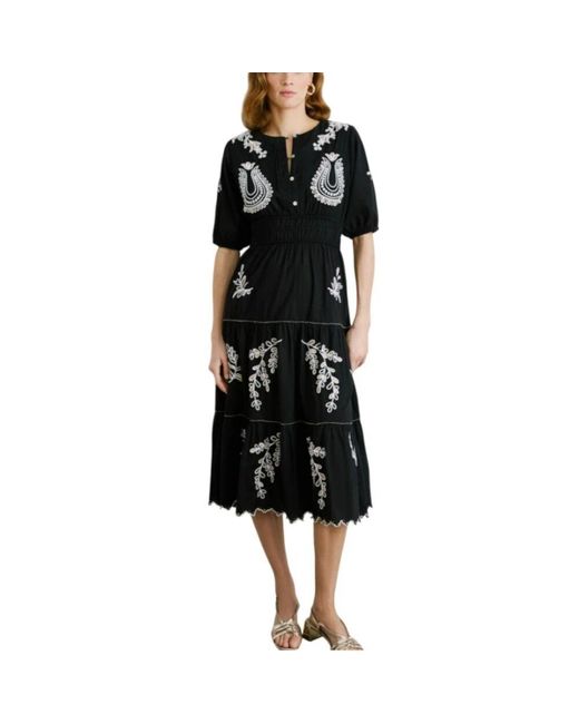 Pepe Jeans Black Bohemian Schwarzes Midi-Kleid