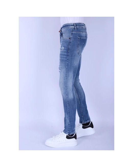 Local Fanatic Stone washed slim fit jeans für männer mit stretch -1098 in Blue für Herren