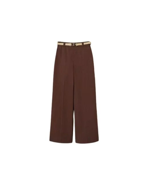 Twinset Brown Weite Palazzo Hose Mit Gürtel