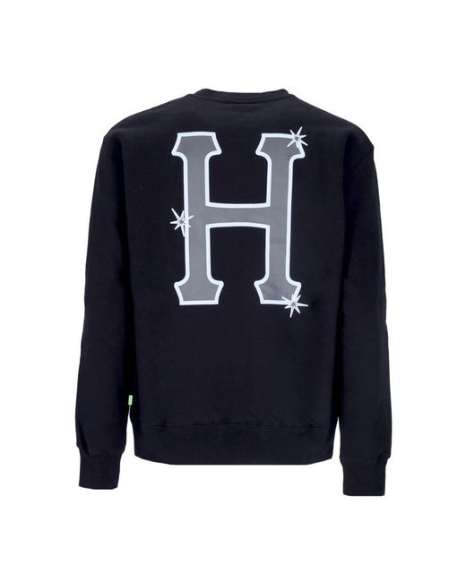 Huf Schwarzer Crewneck-Sweatshirt Mit Logo in Blue für Herren