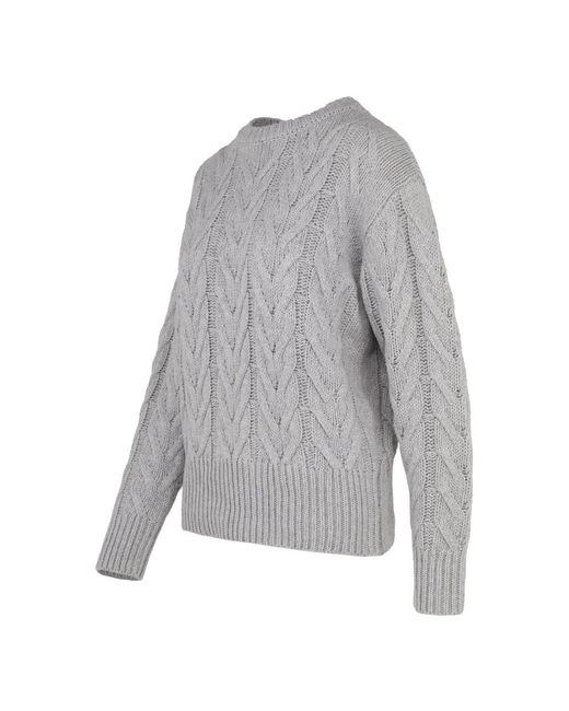 Bomboogie Trui Met Ronde Hals En Kabels in het Gray