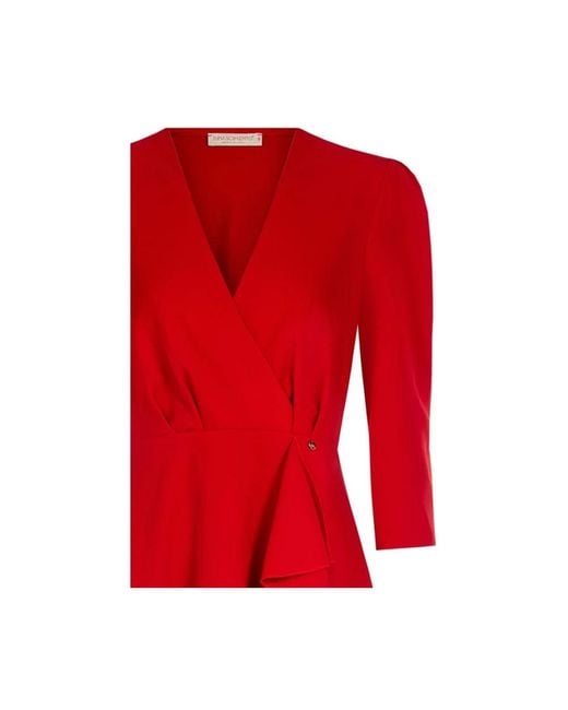 Rinascimento Red Fluid fabric kurzes kleid mit rüschen - cfc0019504002